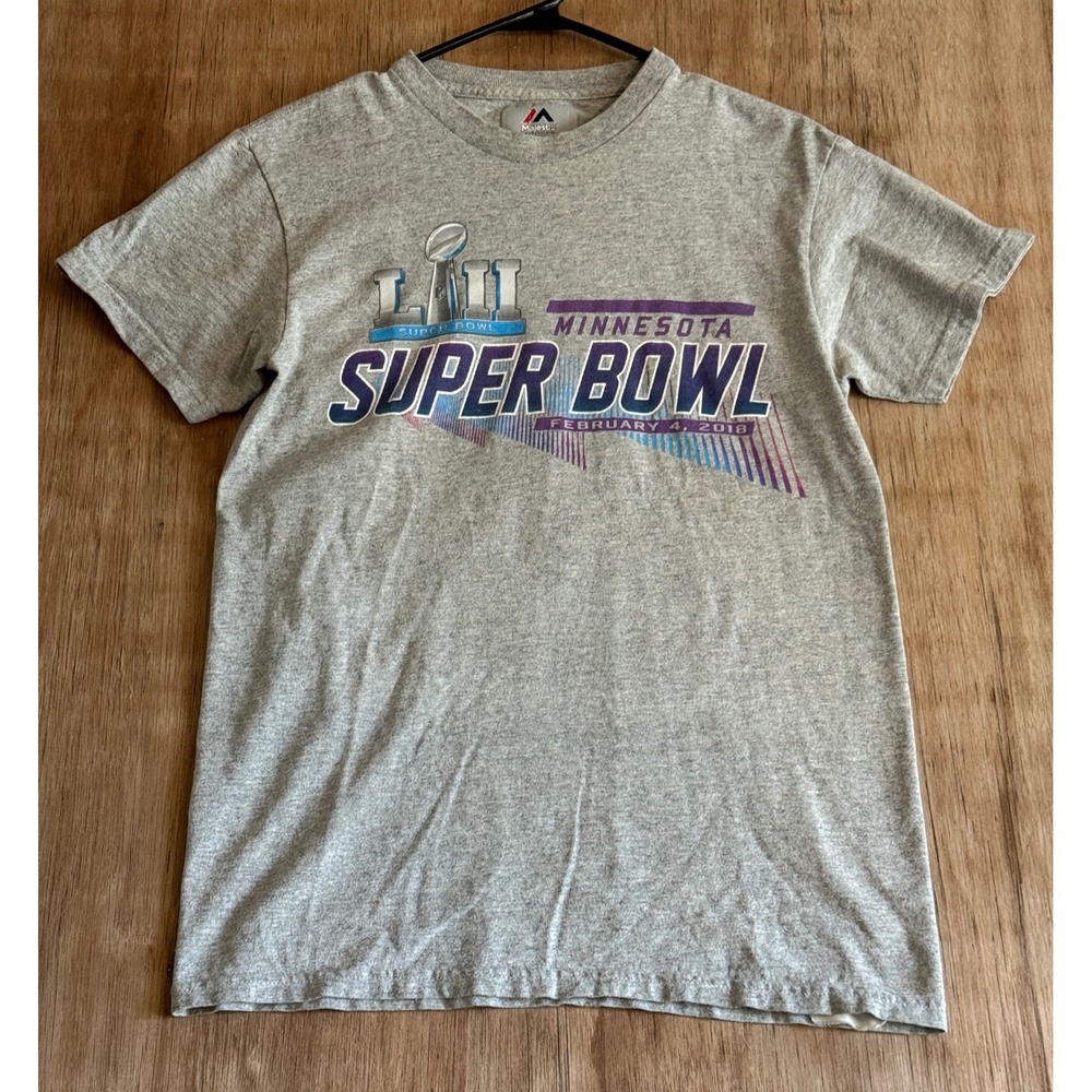 Majestic Super Bowl LII Minnesota 2018 Champions List T-Shirt Gray Mens Small